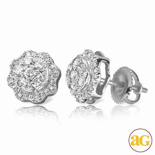 10KW 0.60CTW DIAMOND 3-D ROUND DOME CLUSTER EARRIN - Norma's Jewelry