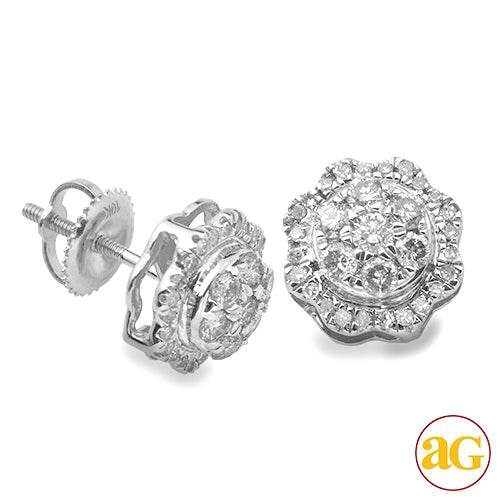 10KW 0.65CTW DIAMOND 3-D ROUND DOME CLUSTER EARRIN - Norma's Jewelry
