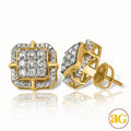 10KY 1.00CTW DIAMOND 3-D DOME SQUARE CLUSTER EARRI - Norma's Jewelry
