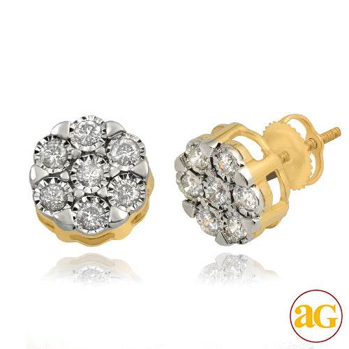 10KY 0.60CTW DIAMOND V-PRONG FLOWER EARRINGS - FAN - Norma's Jewelry