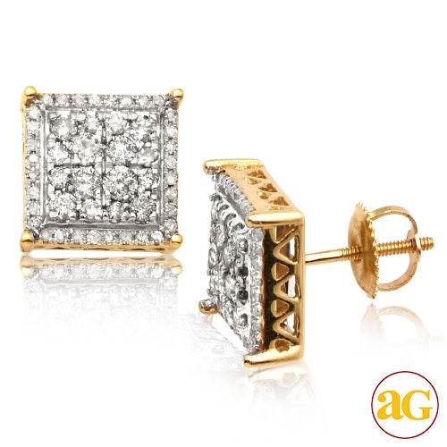 10KY 1.00CTW DIAMOND SQUARE PRONG SQUARE CLUSTER E - Norma's Jewelry