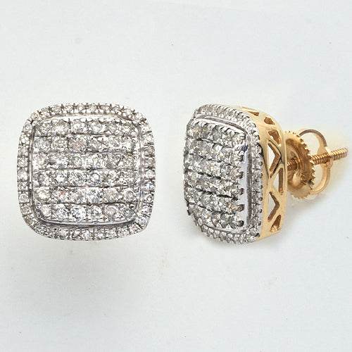 10KY 1.05CTW DIAMOND ROUNDED SQUARE EARRINGS W/BOR - Norma's Jewelry