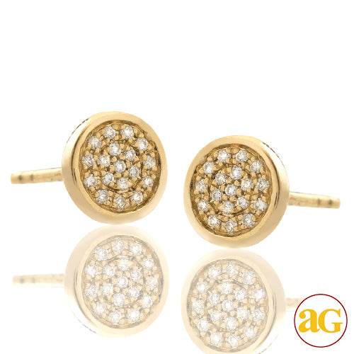 14KY 0.10CTW DIAMOND FLAT DISC EARRING STUDS - Norma's Jewelry