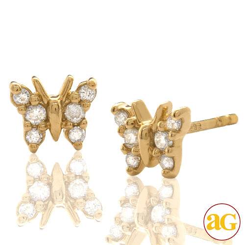 14KY 0.10CTW DIAMOND BUTTERFLY EARRING STUDS - Norma's Jewelry