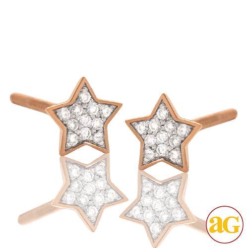 14KR 0.10CTW DIAMOND FLAT STAR EARRING STUDS - Norma's Jewelry