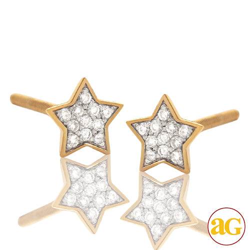 14KY 0.10CTW DIAMOND FLAT STAR EARRING STUDS - Norma's Jewelry