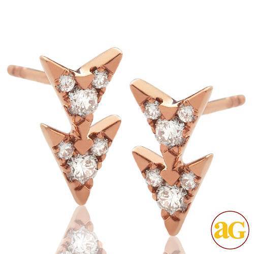 14KR 0.25CTW DIAMOND DOUBLE ARROW EARRING STUDS - Norma's Jewelry