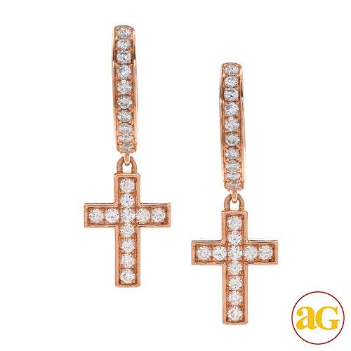 14KR 0.55CT DIAMOND HUGGIES WITH DANGLING CHANNEL - Norma's Jewelry