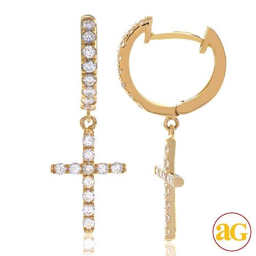 14KY 0.75CTW DIAMOND HUGGIES WITH DANGLING PRONG - Norma's Jewelry