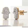 10KY 0.30CTW MICROPAVE DIAMOND HAMZA EARRING STUDS - Norma's Jewelry