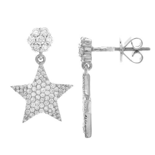 14KW 1.00CTW DIAMOND ROUND CLUSTER WITH DANGLING - Norma's Jewelry