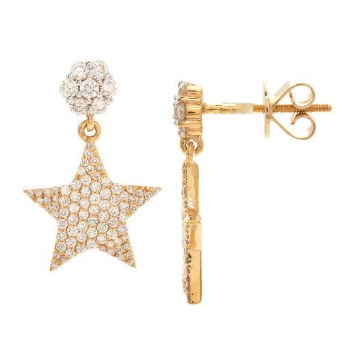 14KY 1.00CTW DIAMOND ROUND CLUSTER WITH DANGLING - Norma's Jewelry