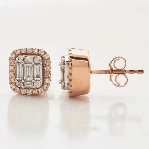 14KR+W 0.80CTW BAGUETTE DIAMOND EARRING STUDS - Norma's Jewelry
