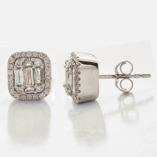 14KW 0.80CTW BAGUETTE DIAMOND EARRING STUDS - Norma's Jewelry