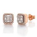 14KR+W 0.50CTW BAGUETTE DIAMOND HALO EARRINGS - Norma's Jewelry