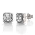 14KW 0.50CTW BAGUETTE DIAMOND HALO EARRINGS - Norma's Jewelry