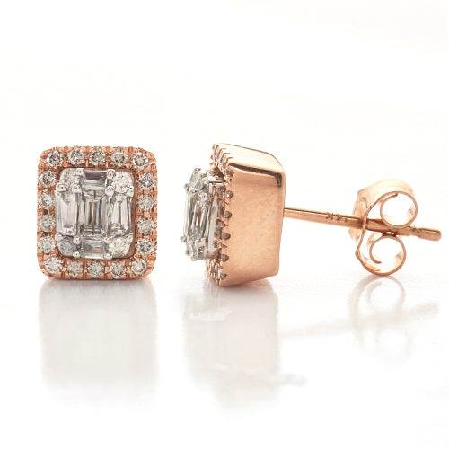14KR+W 0.60CTW BAGUETTE DIAMOND EARRING STUDS - Norma's Jewelry