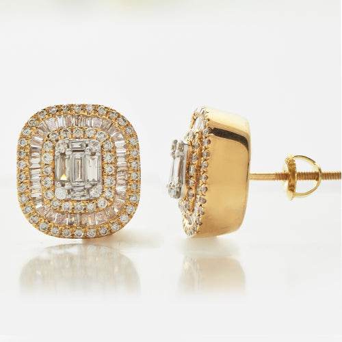 14KY+W 1.05CTW BAGUETTE DIAMOND EARRING STUDS - - Norma's Jewelry