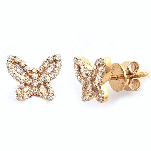 14KY 0.65CTW BAGUETTE DIAMOND BUTTERFLY EARRINGS - Norma's Jewelry