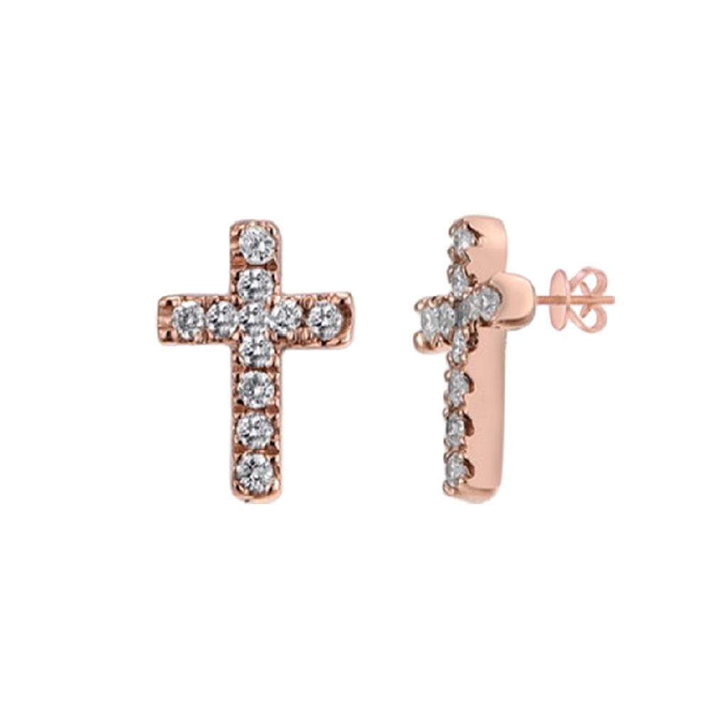 14KR 0.05CTW DIAMOND CROSS STUD EARRINGS - Norma's Jewelry