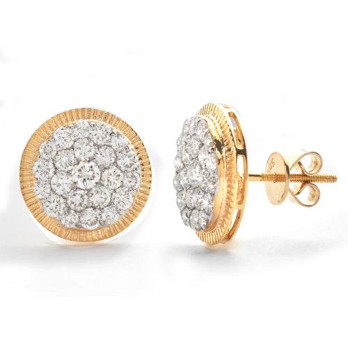 14KY 2.10CTW DIAMOND ROUND CLUSTER EARRINGS WITH - Norma's Jewelry