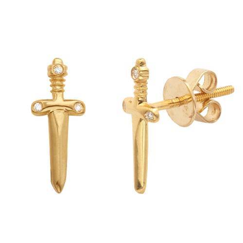 14KY 0.05CTW DIAMOND DAGGER EARRING STUDS - Norma's Jewelry
