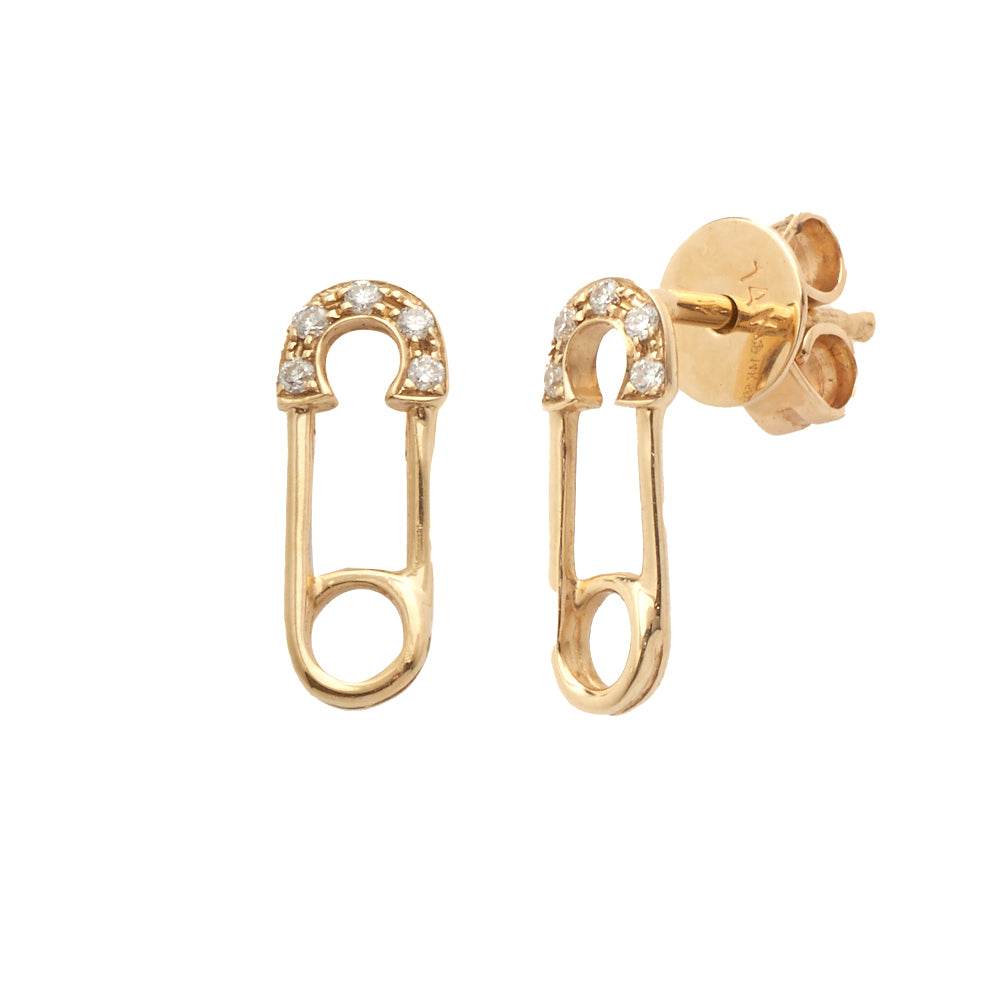 14KY 0.05CTW DIAMOND SAFETY PIN EARRINGS - Norma's Jewelry