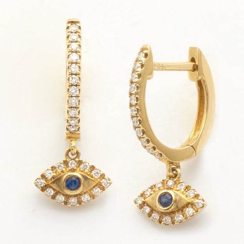 14KY 0.20CTW DIAMOND EVIL EYE DAANGLING EARRINGS - Norma's Jewelry