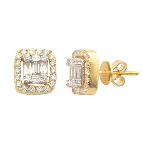 14KY+W 1.30CTW BAGUETTE DIAMOND SQUARE CLUSTER - Norma's Jewelry