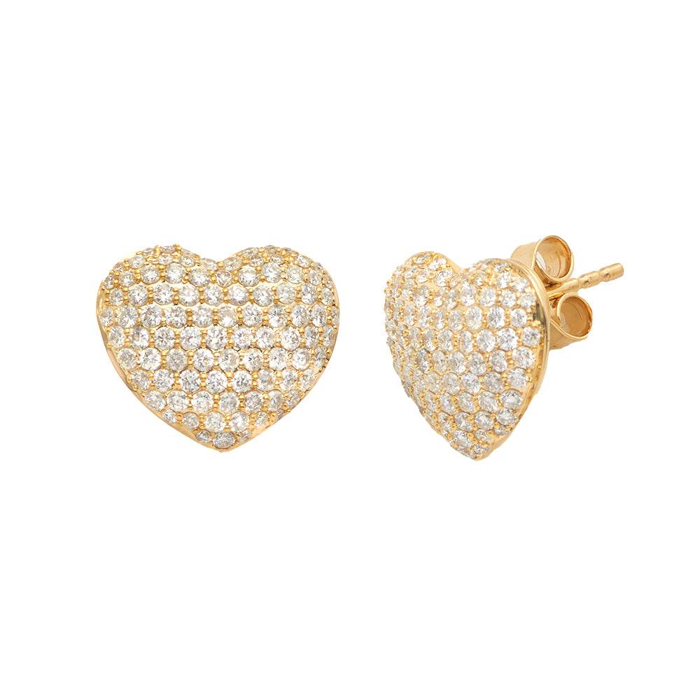14KY 1.50CTW DIAMOND DOME HEART PAVE EARRINGS - Norma's Jewelry