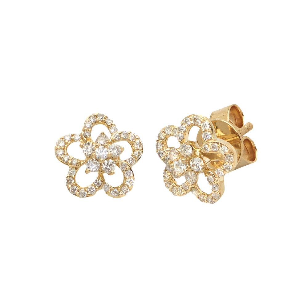 14KY 0.40CTW DIAMOND 5-PEDAL FLOWER EARRING - Norma's Jewelry