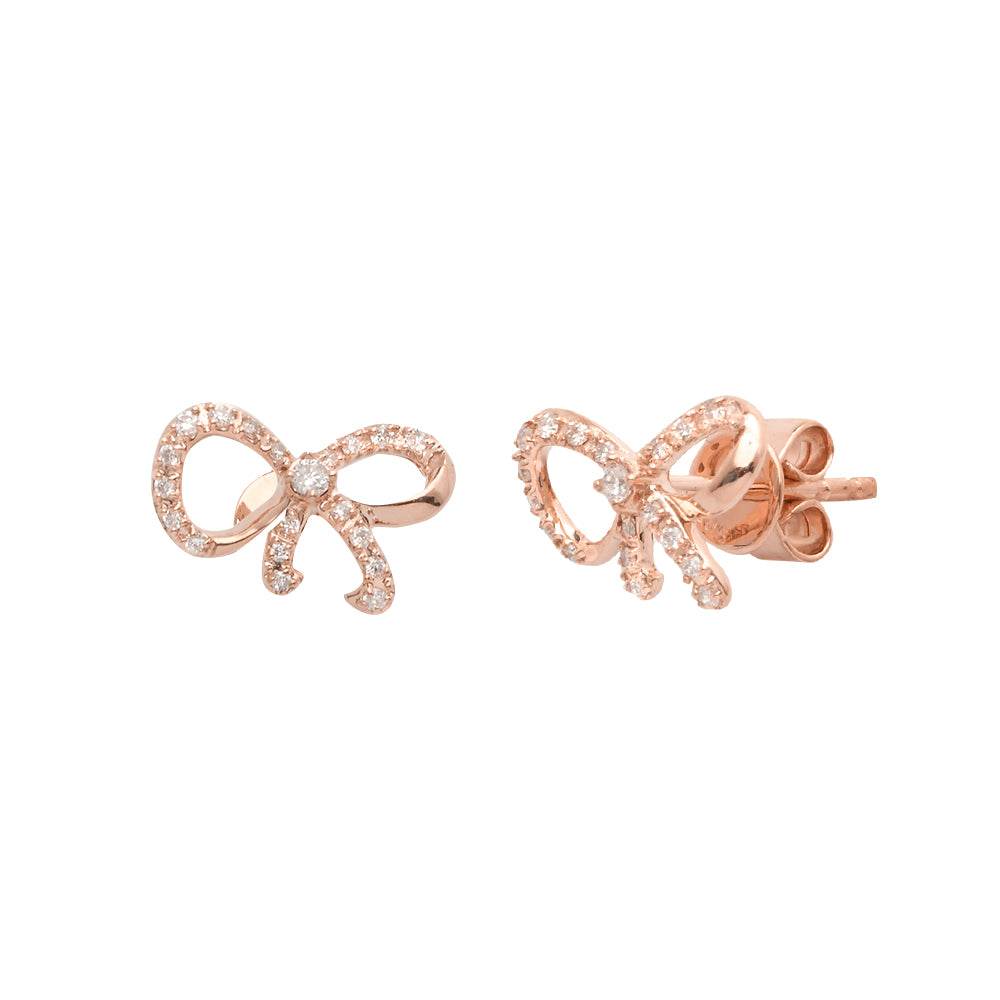 14KR 0.15CTW DIAMOND BOW RIBBON DESIGN EARRINGS - Norma's Jewelry