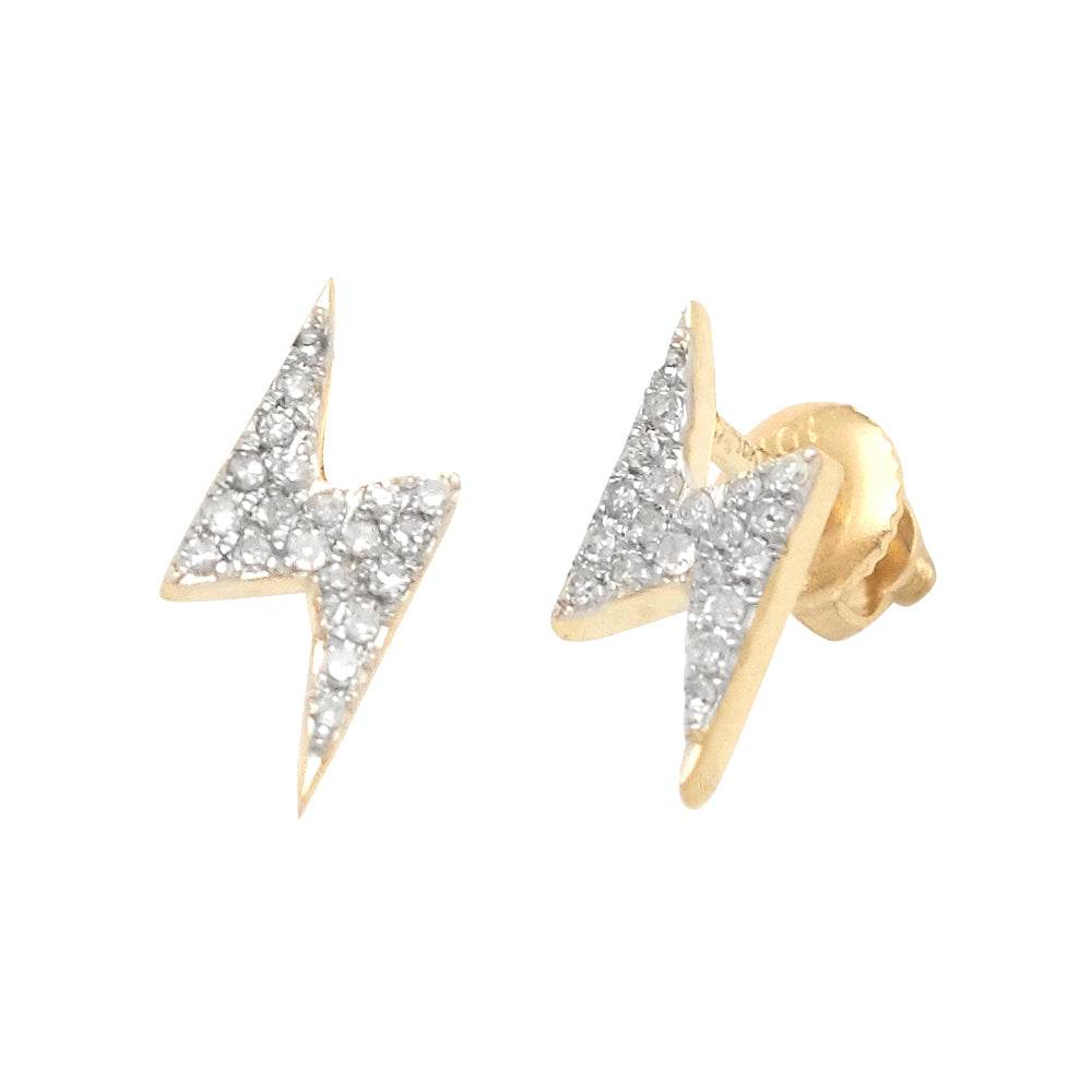 10KY 0.15CTW DIAMOND LIGHTNING BOLT STUDS EARRING - Norma's Jewelry
