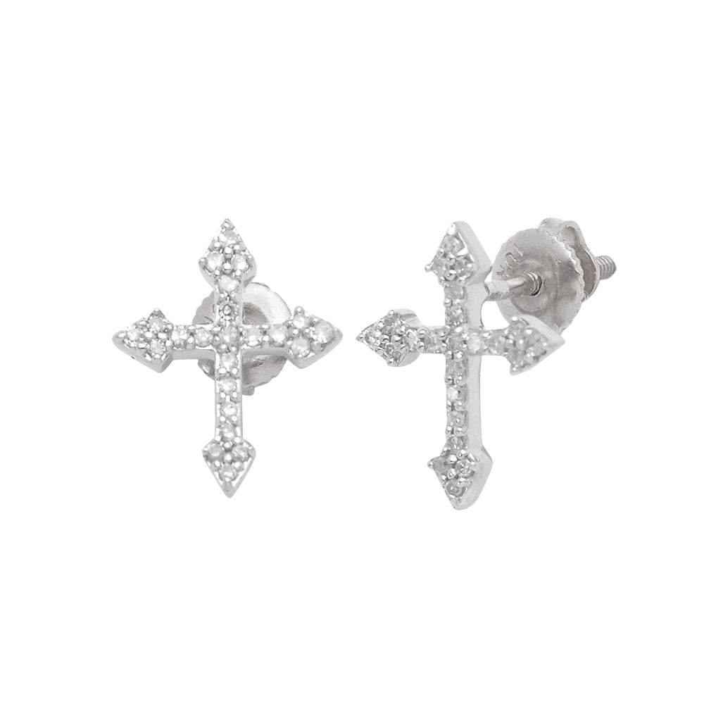 10KW 0.15CTW MICROPAVE DIAMOND CROSS STUD - Norma's Jewelry