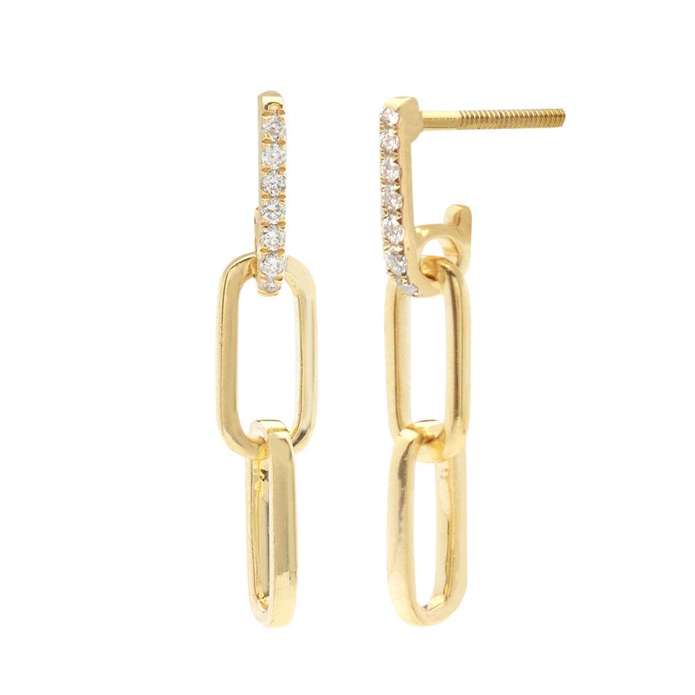 14KY 0.25CTW DIAMOND DANGLING PAPERCLIP EARRINGS - Norma's Jewelry