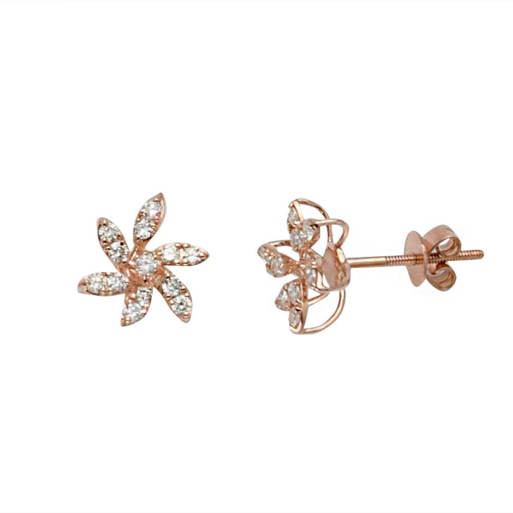 14KR 0.50CTW DIAMOND FLOWER SHAPED EARRINGS - Norma's Jewelry