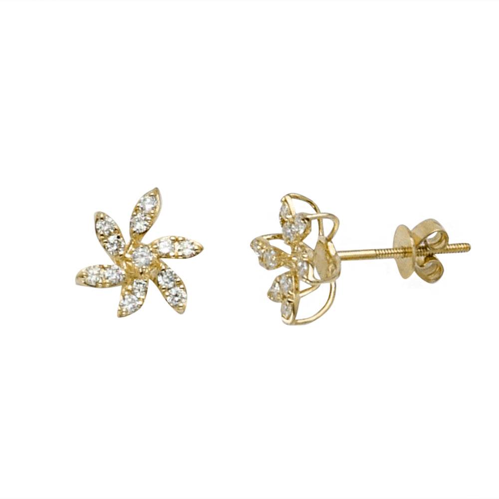 14KY 0.50CTW DIAMOND FLOWER SHAPED EARRINGS - Norma's Jewelry