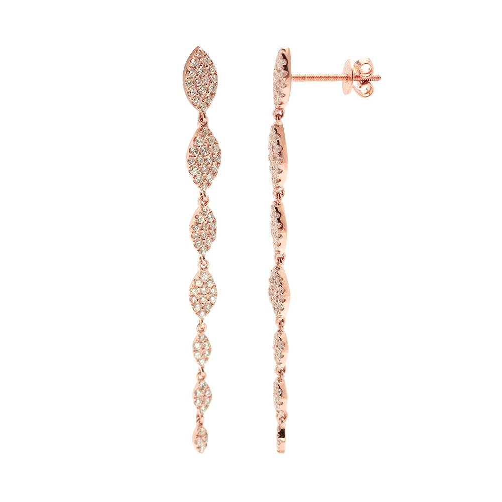 14KR 0.90CTW DIAMOND MARQUISE CLUSTER DANGLING - Norma's Jewelry