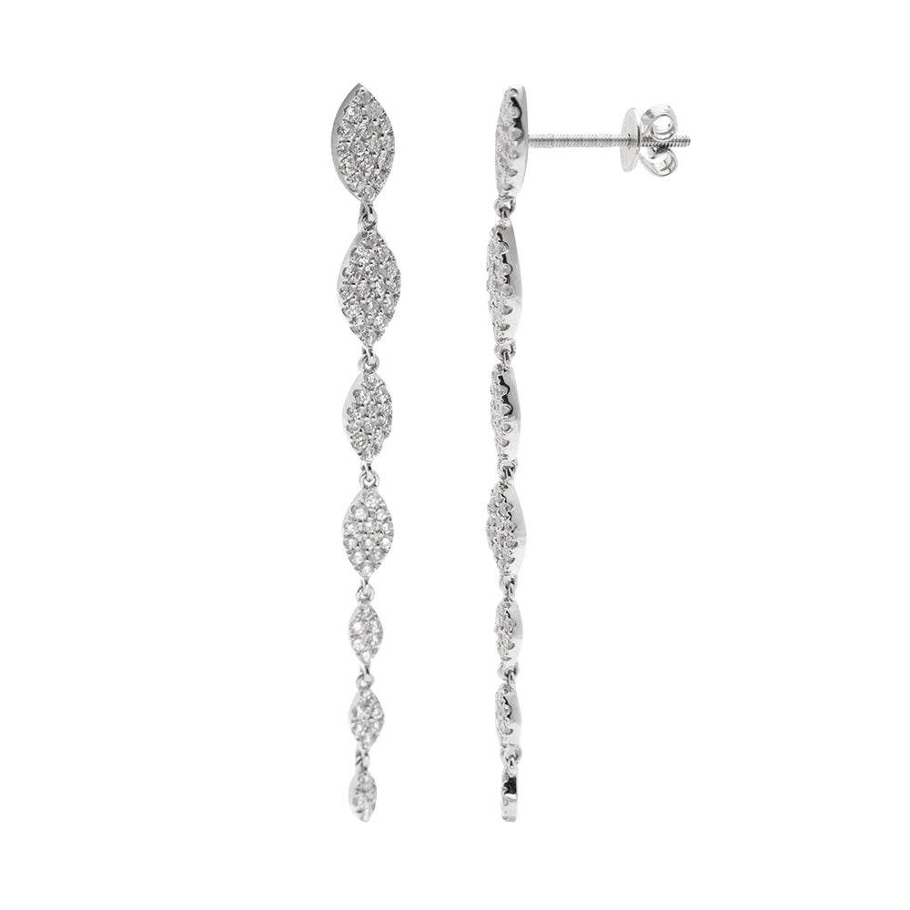 14KW 0.90CTW DIAMOND MARQUISE CLUSTER DANGLING - Norma's Jewelry