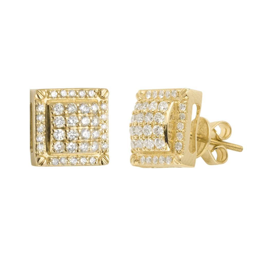 14KY0.75CTW DIAMOND SQUARE DOME EARRING STUDS - Norma's Jewelry