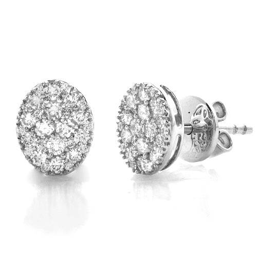 14KW 0.50CTW DIAMOND OVAL CLUSTER EARRING STUDS - Norma's Jewelry