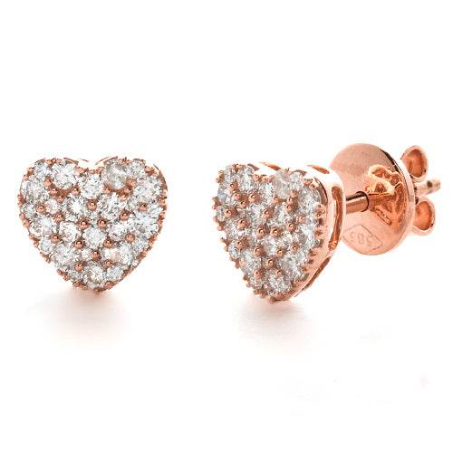 14KR 0.50CTW DIAMOND HEART CLUSTER EARRING STUDS - Norma's Jewelry