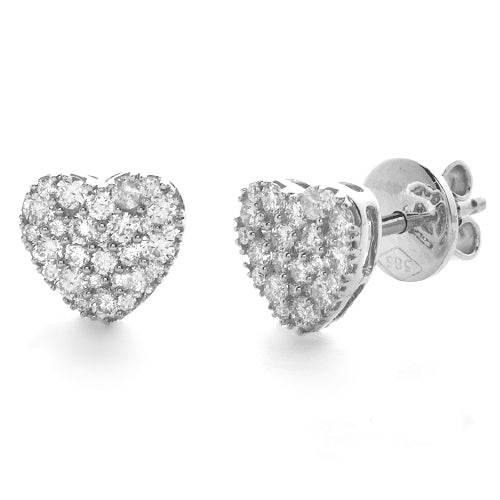 14KW 0.50CTW DIAMOND HEART CLUSTER EARRING STUDS - Norma's Jewelry