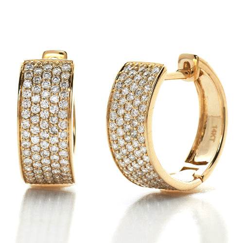 14KY 1.00CTW DIAMOND PAVE HOOP EARRING HUGGIES - Norma's Jewelry
