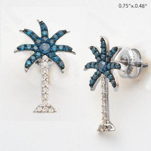 14KW 0.55CTW BD+WD PALM TREE EARRINGS - Norma's Jewelry