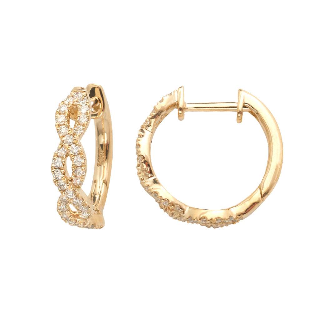 14KY 0.50CTW DIAMOND BRAID HOOP EARRING - Norma's Jewelry