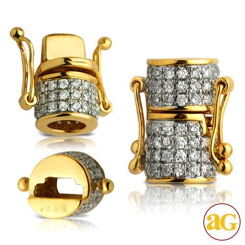10KY 1.50CTW DIAMOND CYLINDER SHAPED CHAIN LOCK - - Norma's Jewelry