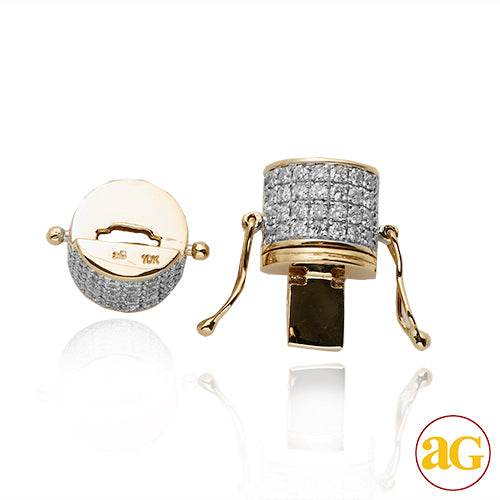 10KY 2.05CTW DIAMOND CYLINDER SHAPED CHAIN LOCK - - Norma's Jewelry