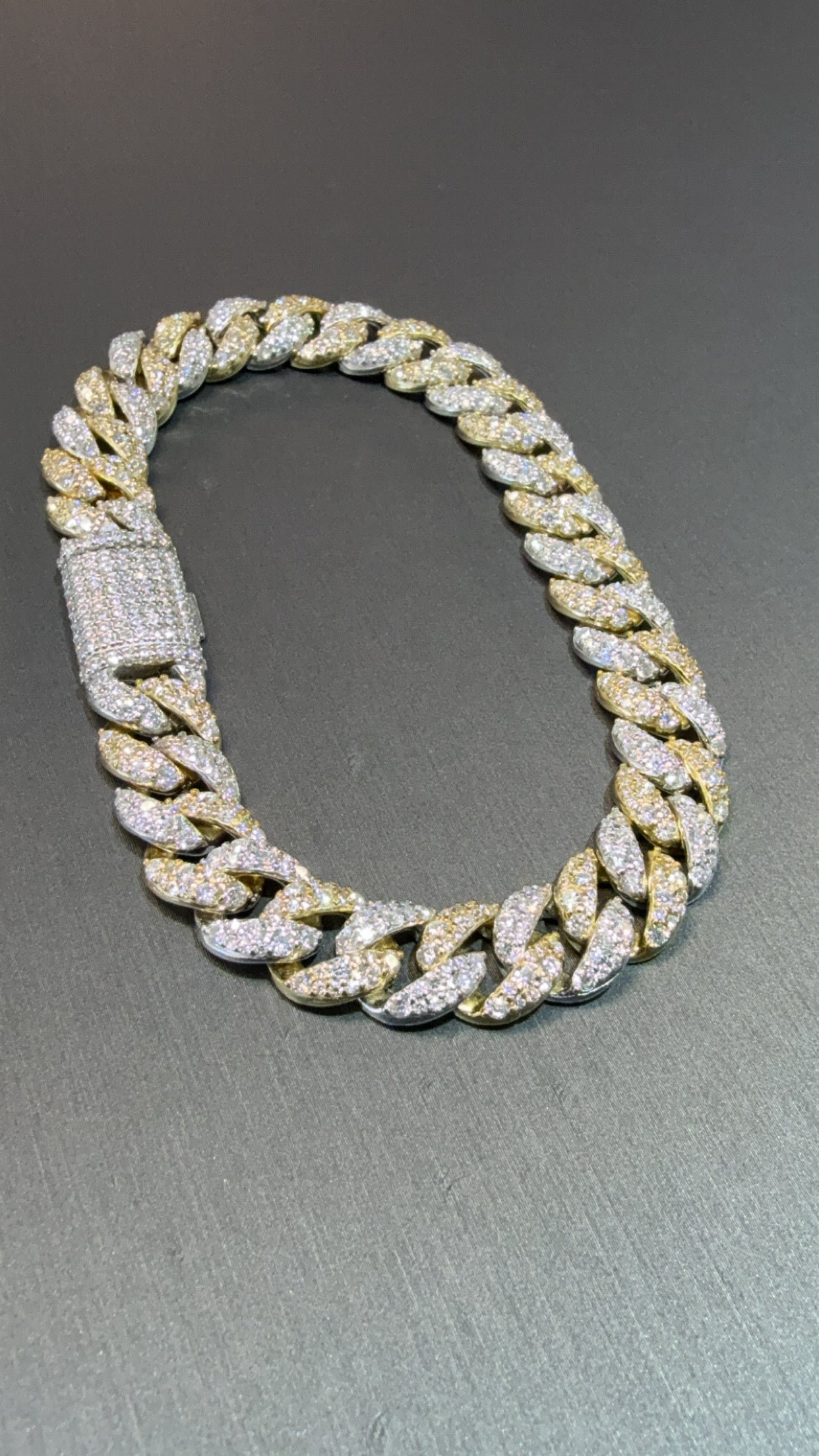 Cuban Link 2 Tone Bracelet 925 Silver with Moissanite