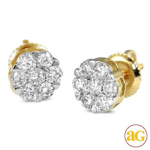 14KY 0.75CTW DIAMOND V-PRONG FLOWER EARRINGS - Norma's Jewelry